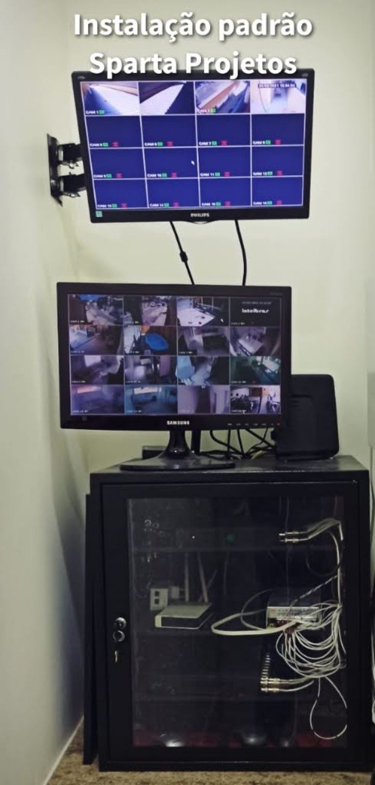 Rack e central de CFTV organizados no padrão Sparta